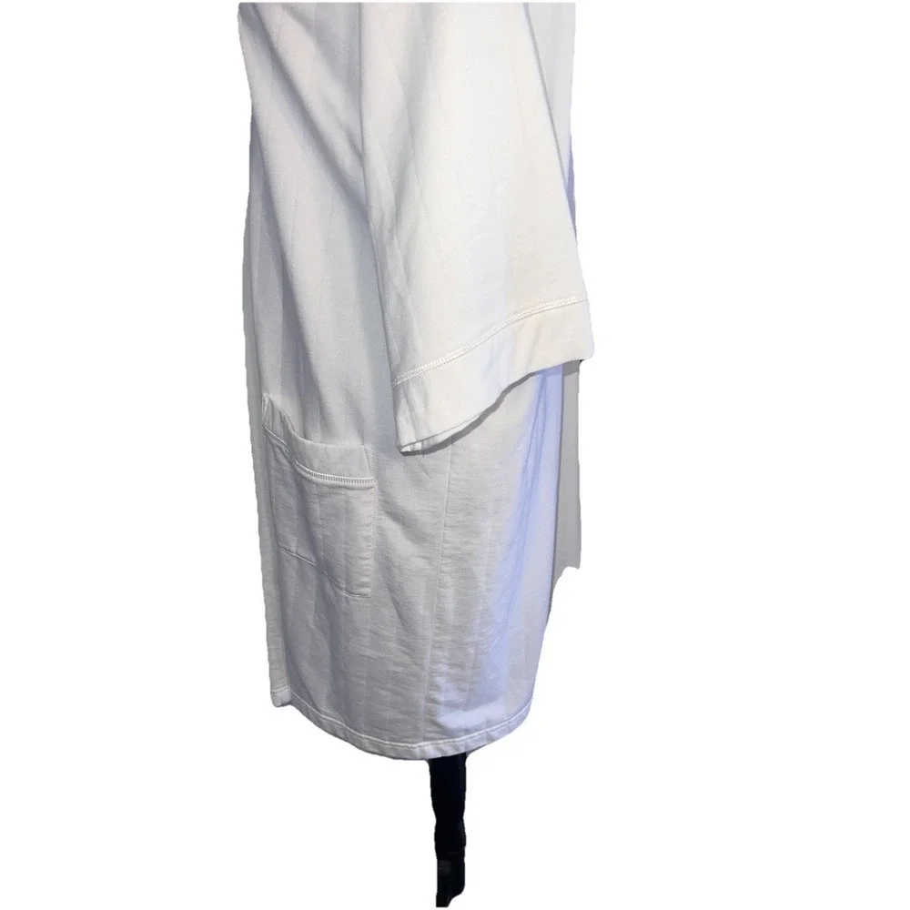Amanda Stewart Intimates Cotton Blend Ribbed Pocket 3/4‎ Length Soft Chic Robe L
